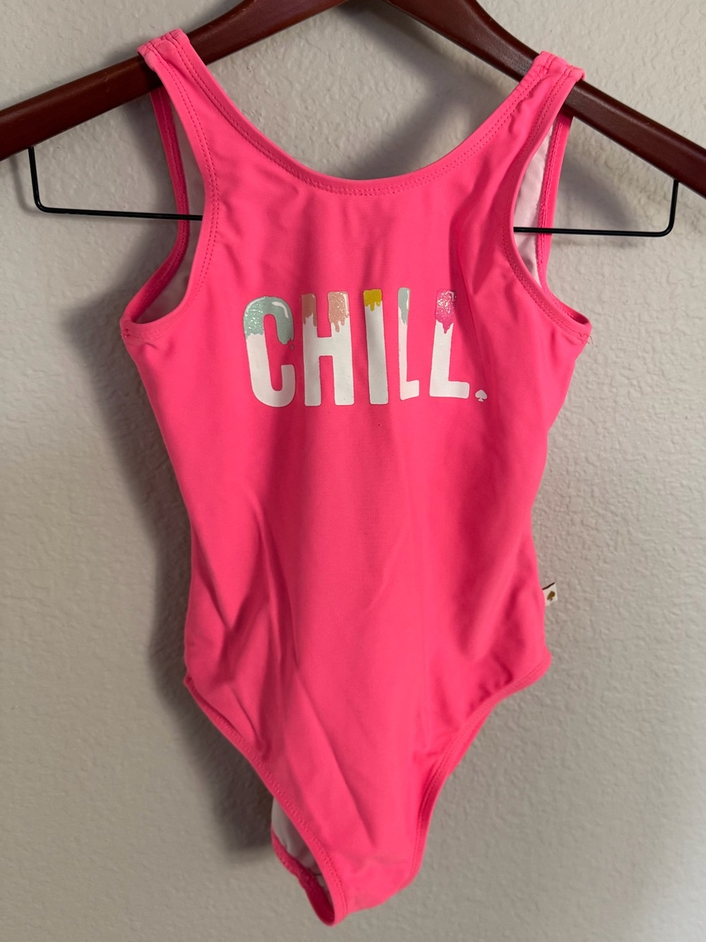 Kate Spade Girl’s Pink 'CHILL' One-Piece Swimsuit 6X